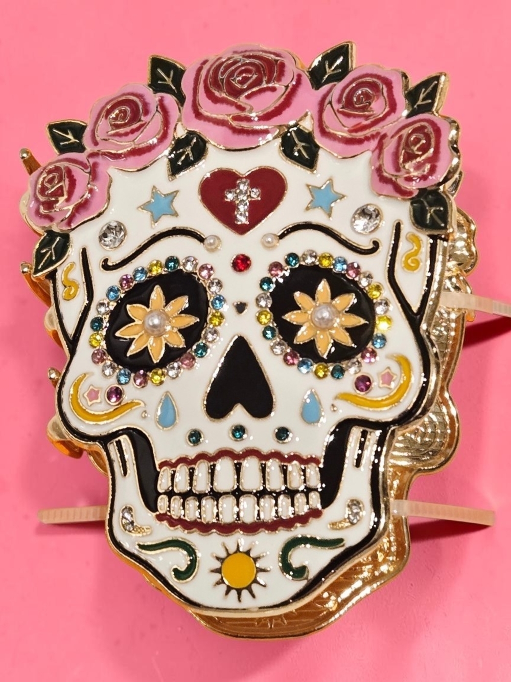 NEW Sugar Skull Metal Multicolor Hair Claw Clip Piper-K  New With Tags 3 Inches